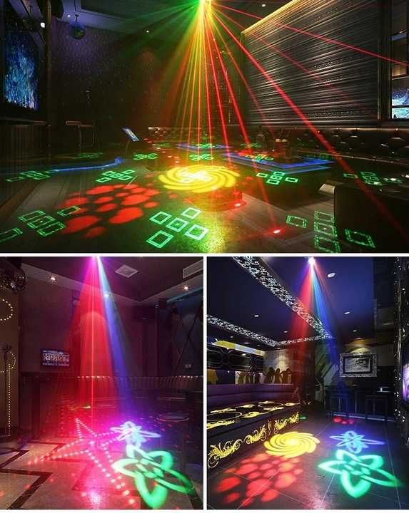Multiefekt świetlny led oświetlenie disco na imprezę laser RGB + Pilot