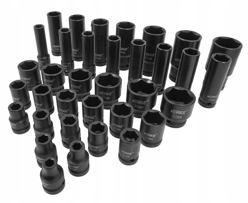 NASADKI UDAROWE 1/2 KRÓTKIE Długie Zestaw Kluczy Nasadowych 8-32