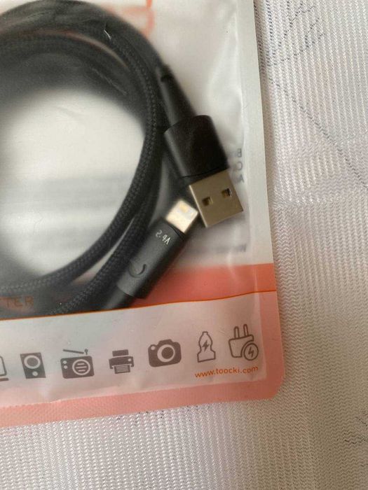 Кабель toocki Iphone 14 13 12 11 pro max, 2,4А, 0,25см, 1м, с индик