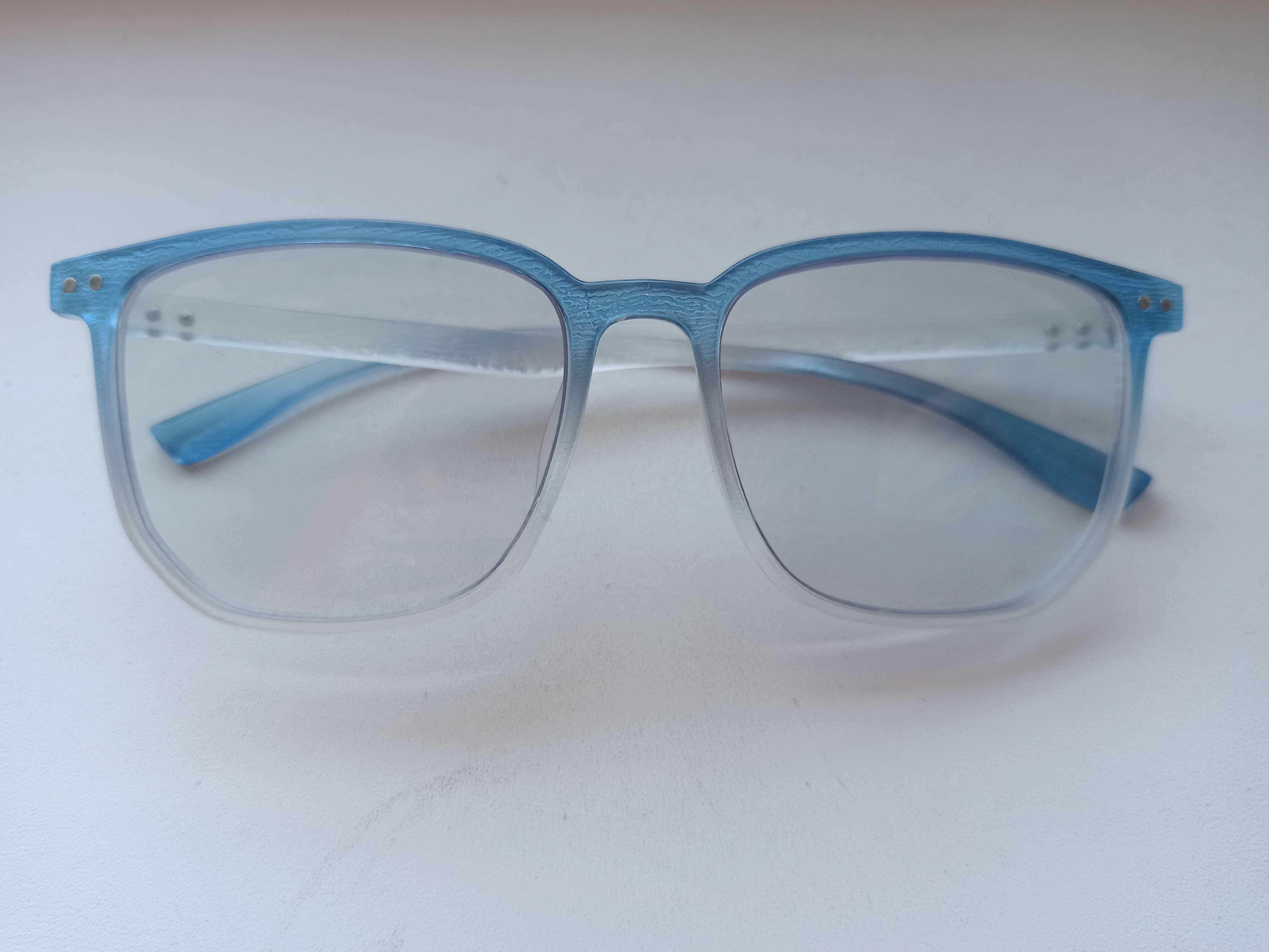Okulary korekcyjne -2,5 niebieskie błękitne cieniowane oprawki