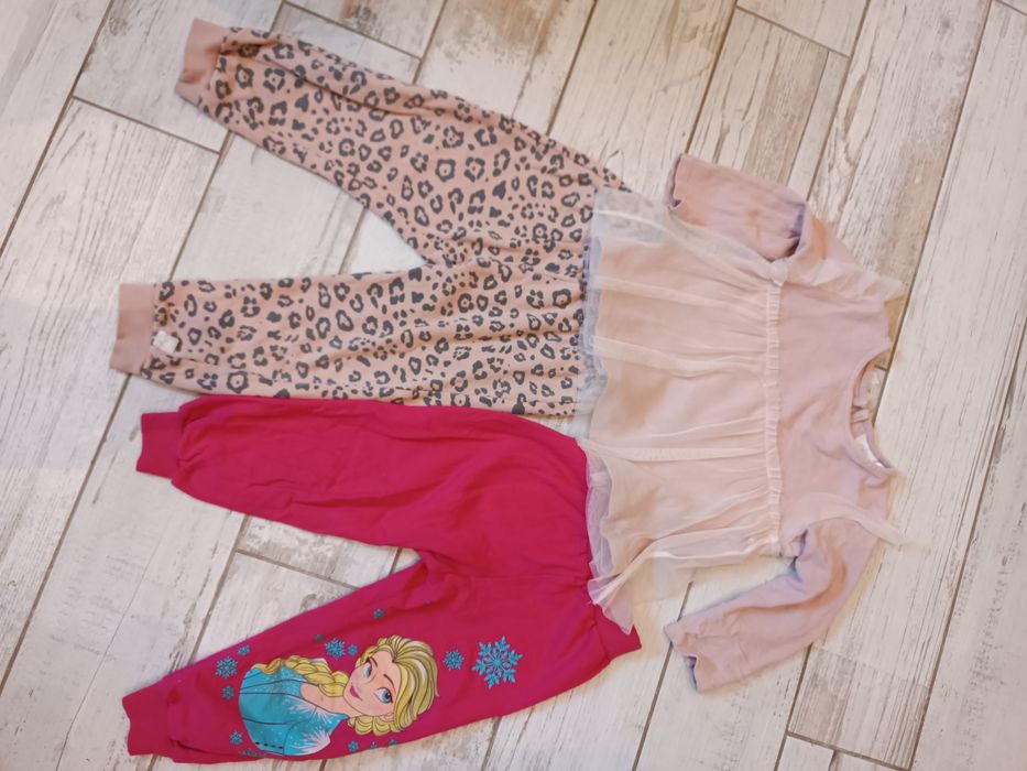 Zestaw spodnie Smyk Elza ocieplane bluzeczka Zara 98 tiul