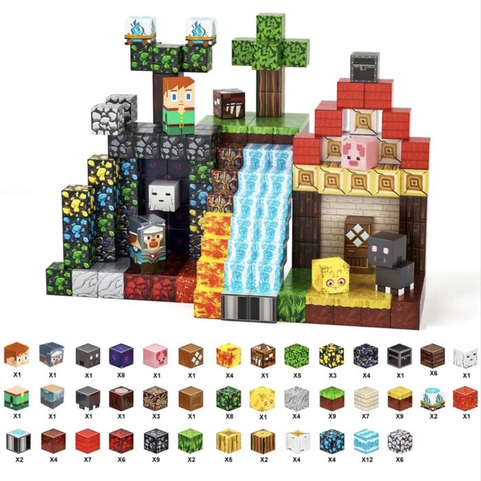 Магнитный конструктор Minecraft 150/300 деталей