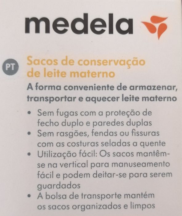 Sacos de conservação de leite materno