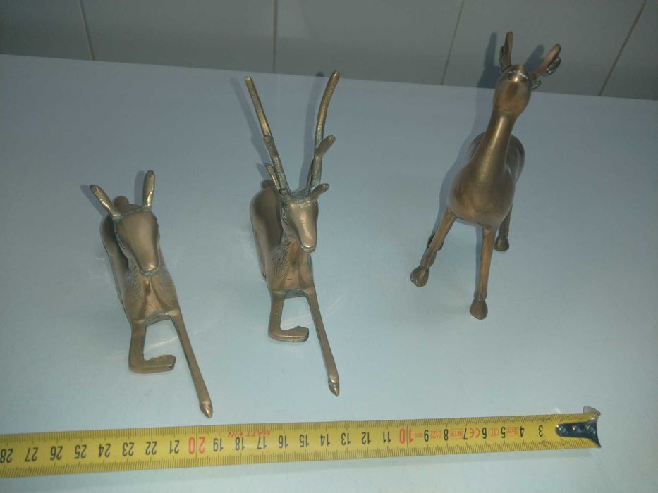 3 lindos Veados em bronze