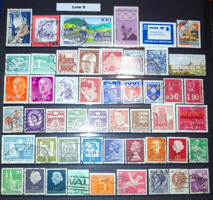 Vários Lotes - 50 Selos Mundiais (Lotes 9 - 16)