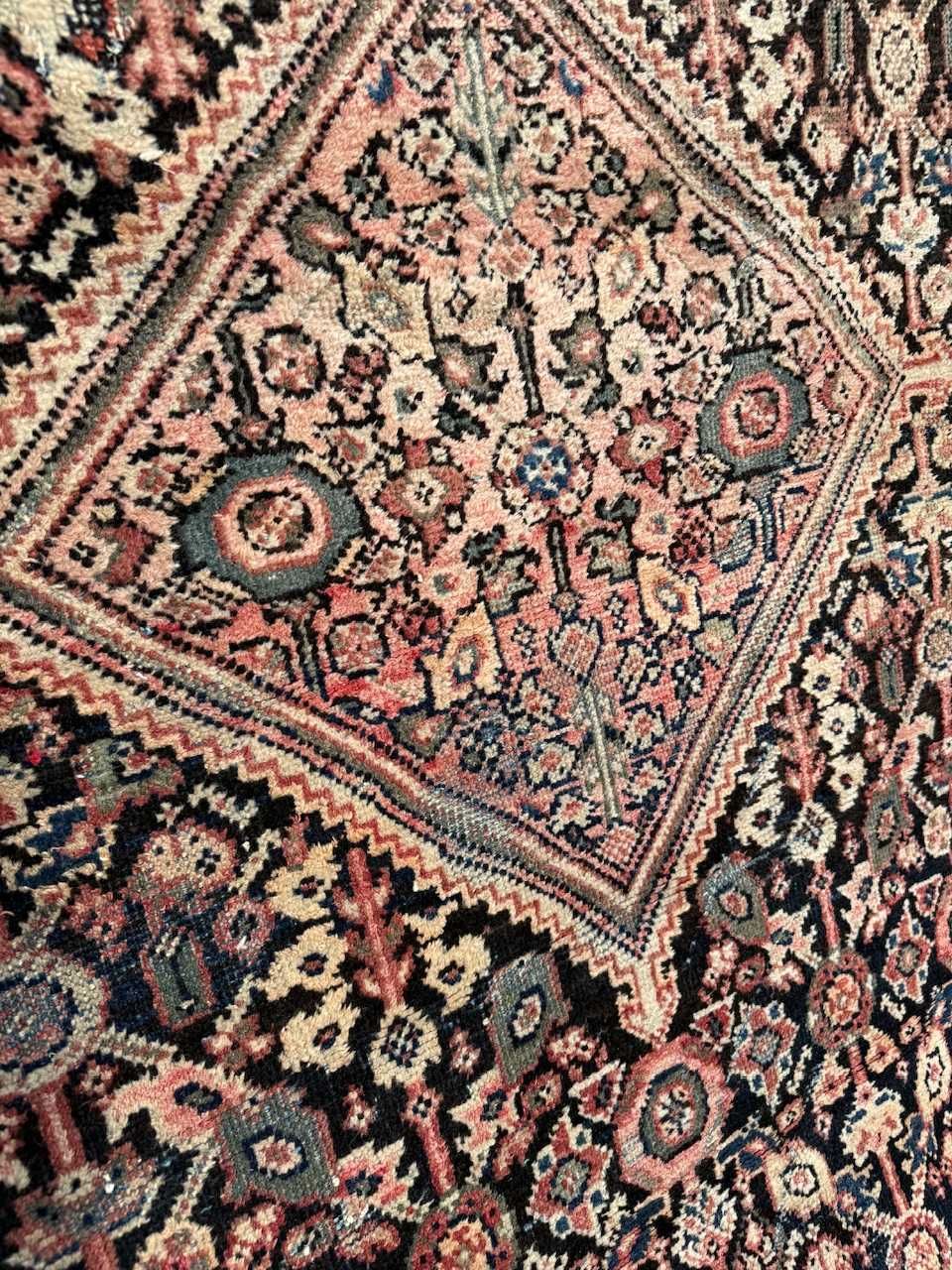 Vintage wełniany dywan perski r. tkany Iran Hamadan 195x130 gal. 7 tys