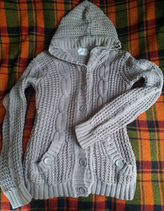 Сіра тепла кофта з капюшоном (в'язана - фірмова)