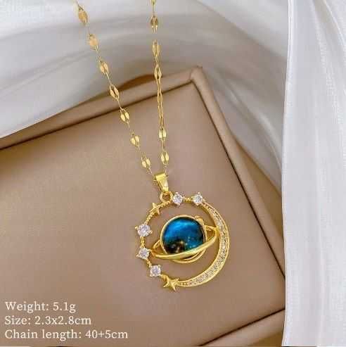 Pozłacany Naszyjnik Niebieska Planeta