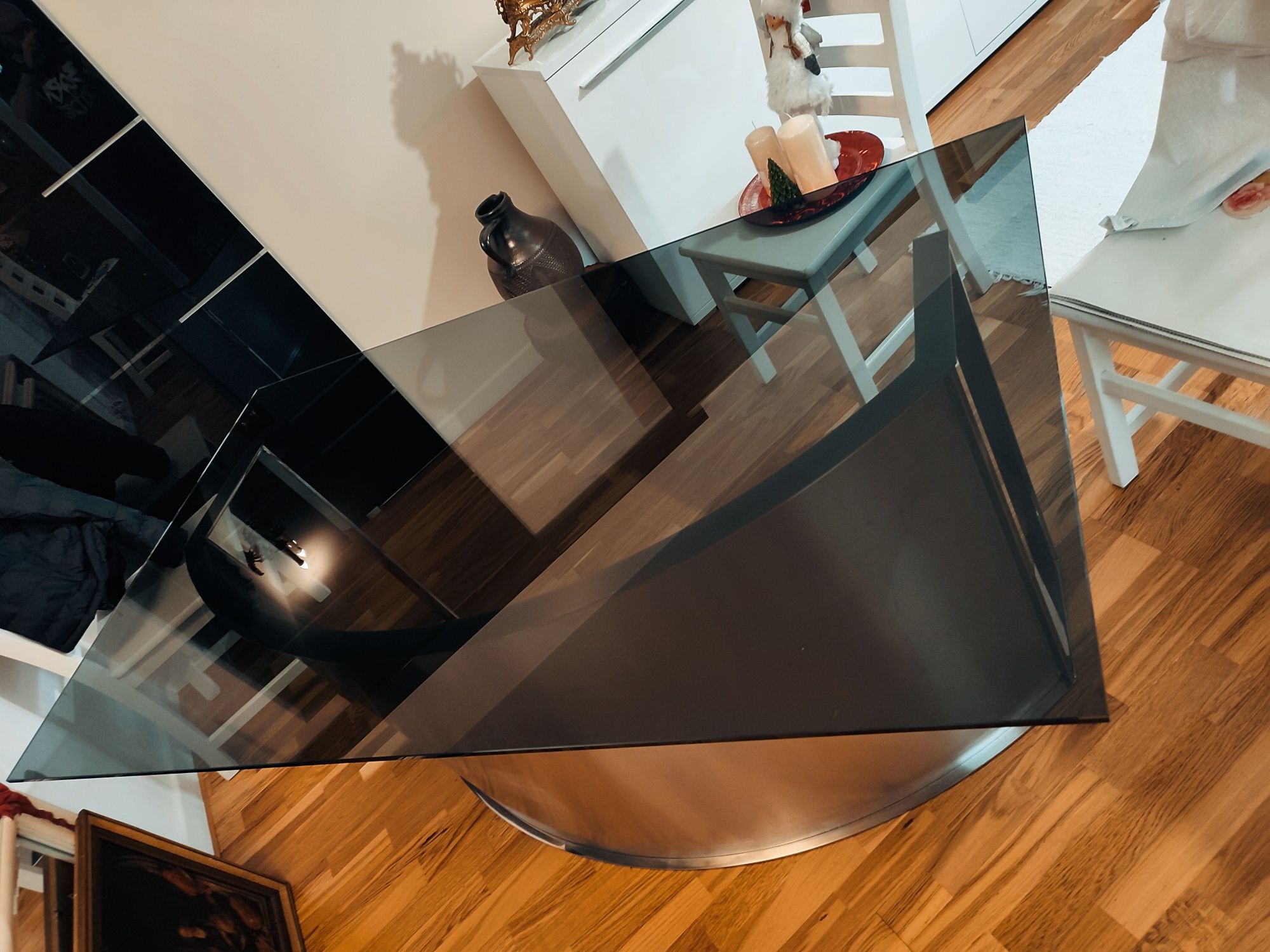Stół szklany, ława, blat szklany, metalowy stelaż 160x90