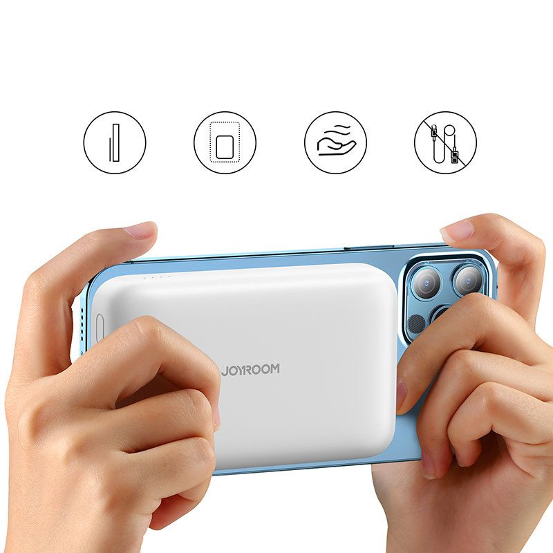 mini power bank 10000mah magnetyczny z ładowarką qc pd usb usb-c biały