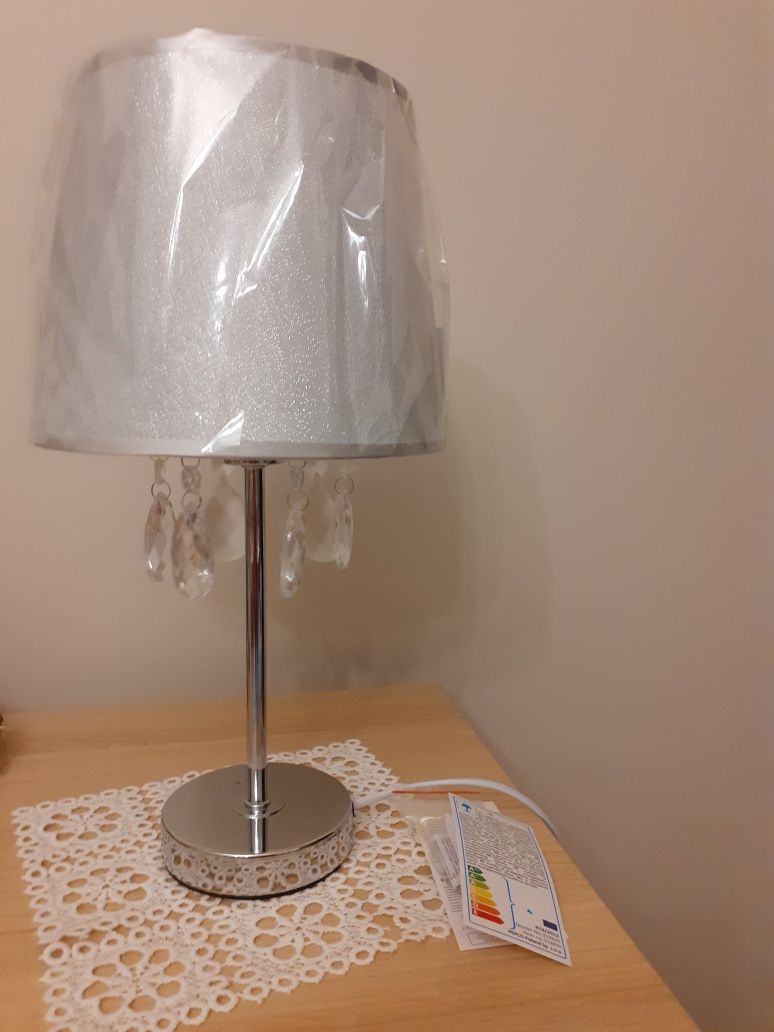 Nowa srebrna lampka  42 cm