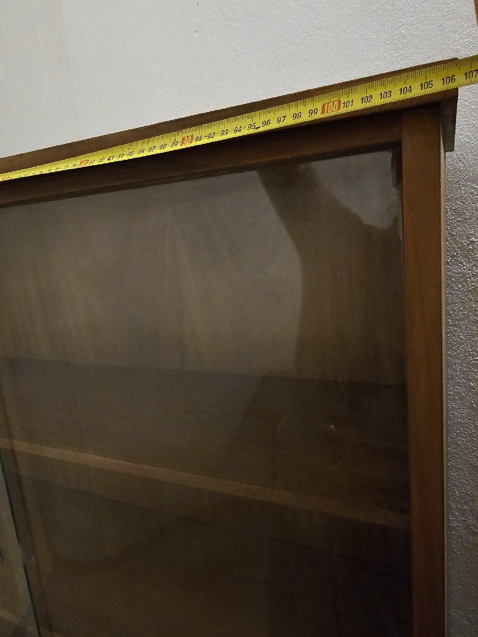 Biblioteczka kredens komoda na książki prl art deco drewniana z szybą