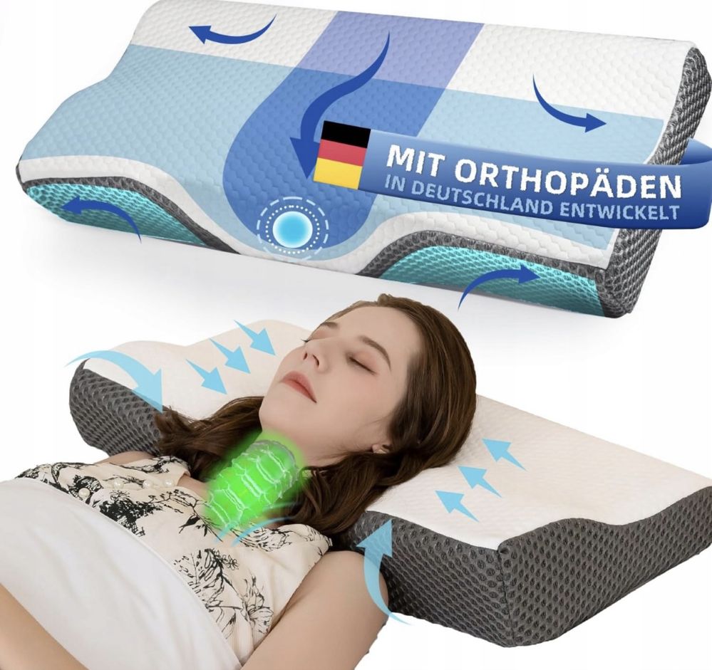 Poduszka ergonomiczna ortopedyczna z pianki memory