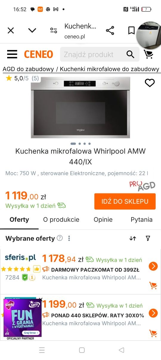 Mikrofalówka pod zabudowę whirpool fabrycznie nowe