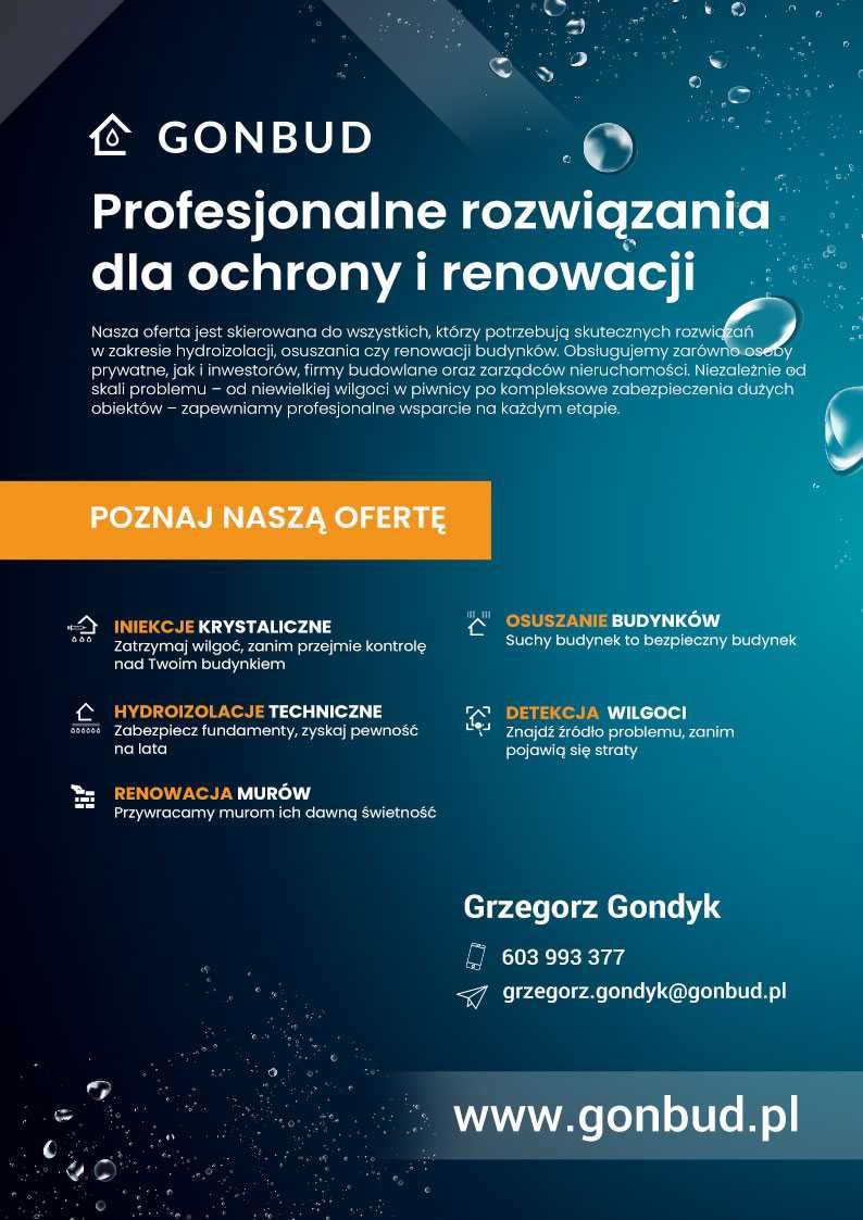 Osuszanie budynkow, izolacje, iniekcje