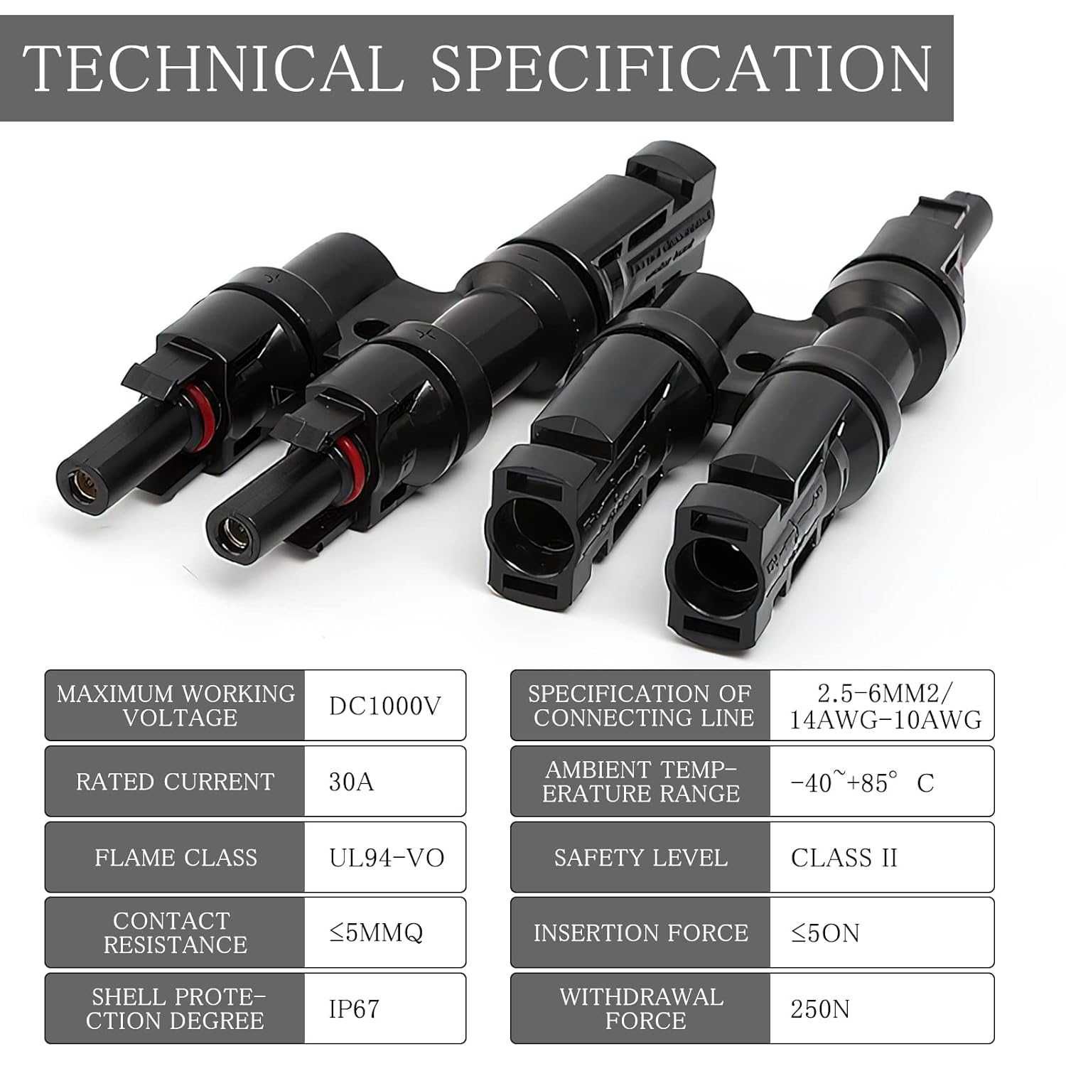 Conjunto Conector Solar 2T 3T 4T 5T 6T M/F  30A, 1000V