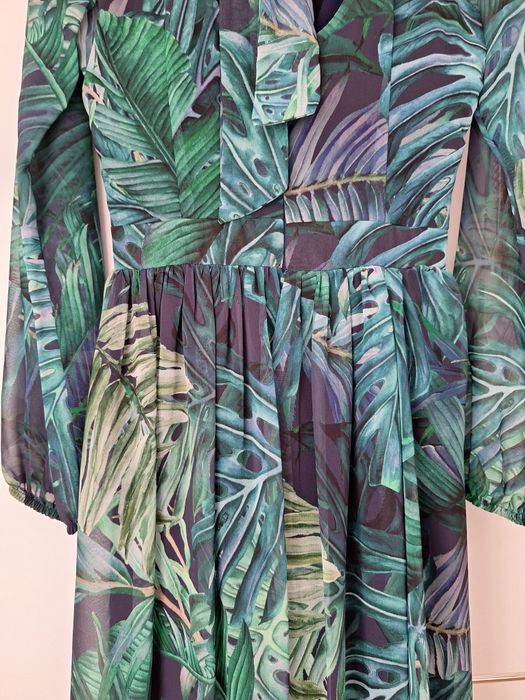 Sukienka maxi Roco 36, S zielona monstery wesele