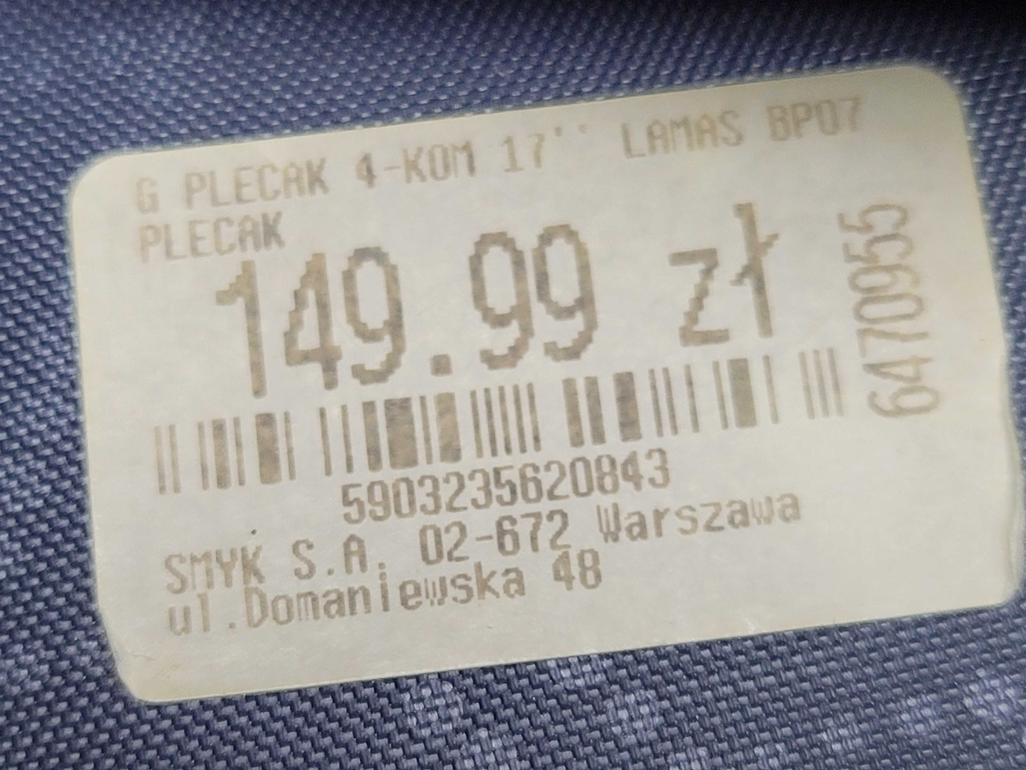 Plecak Szkolny ST.RIGHT Lamas Lama BP07 Czarny 4 Komory Duży
