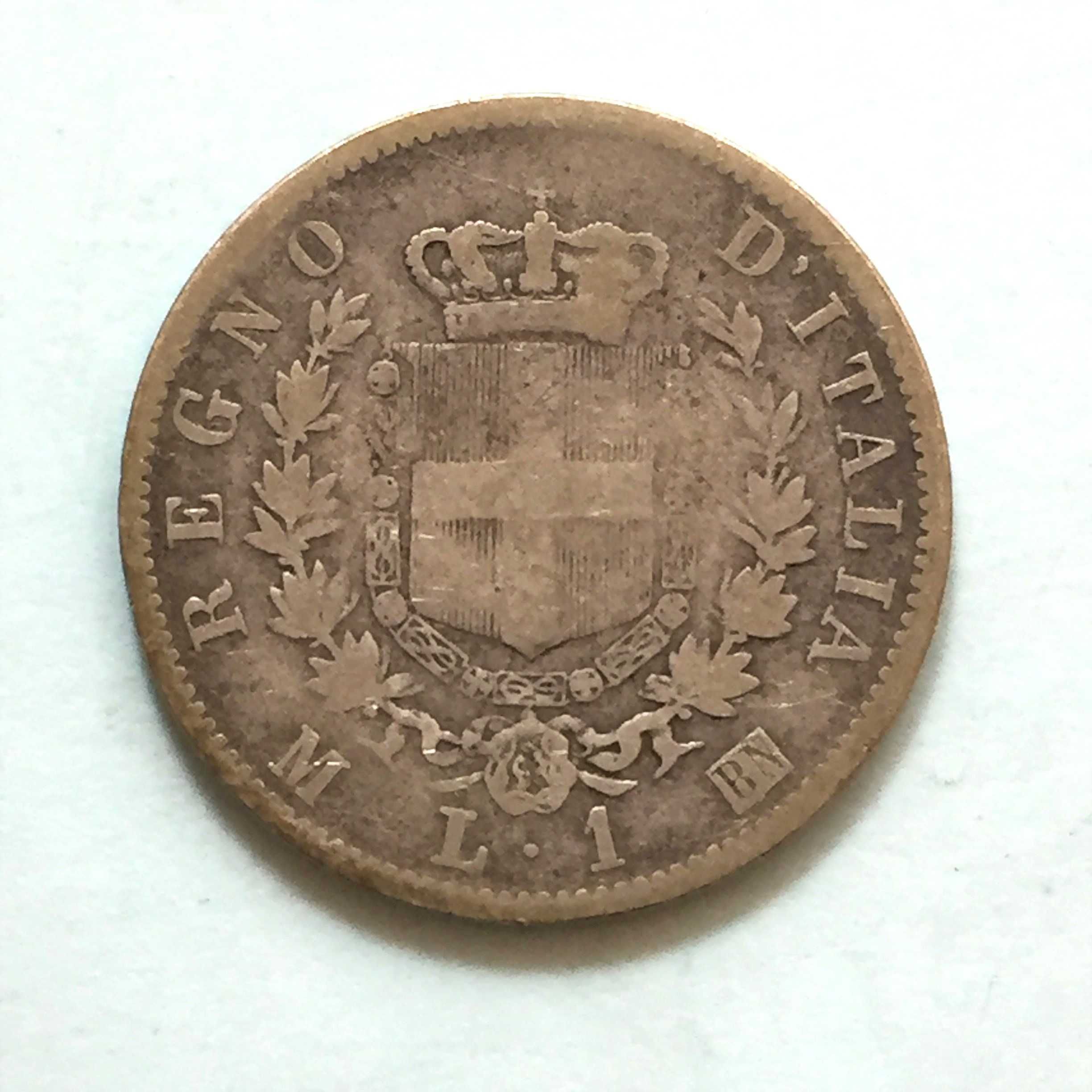 Itália - 1 Lira 1863 - VITTORIO EMANUEL II - prata