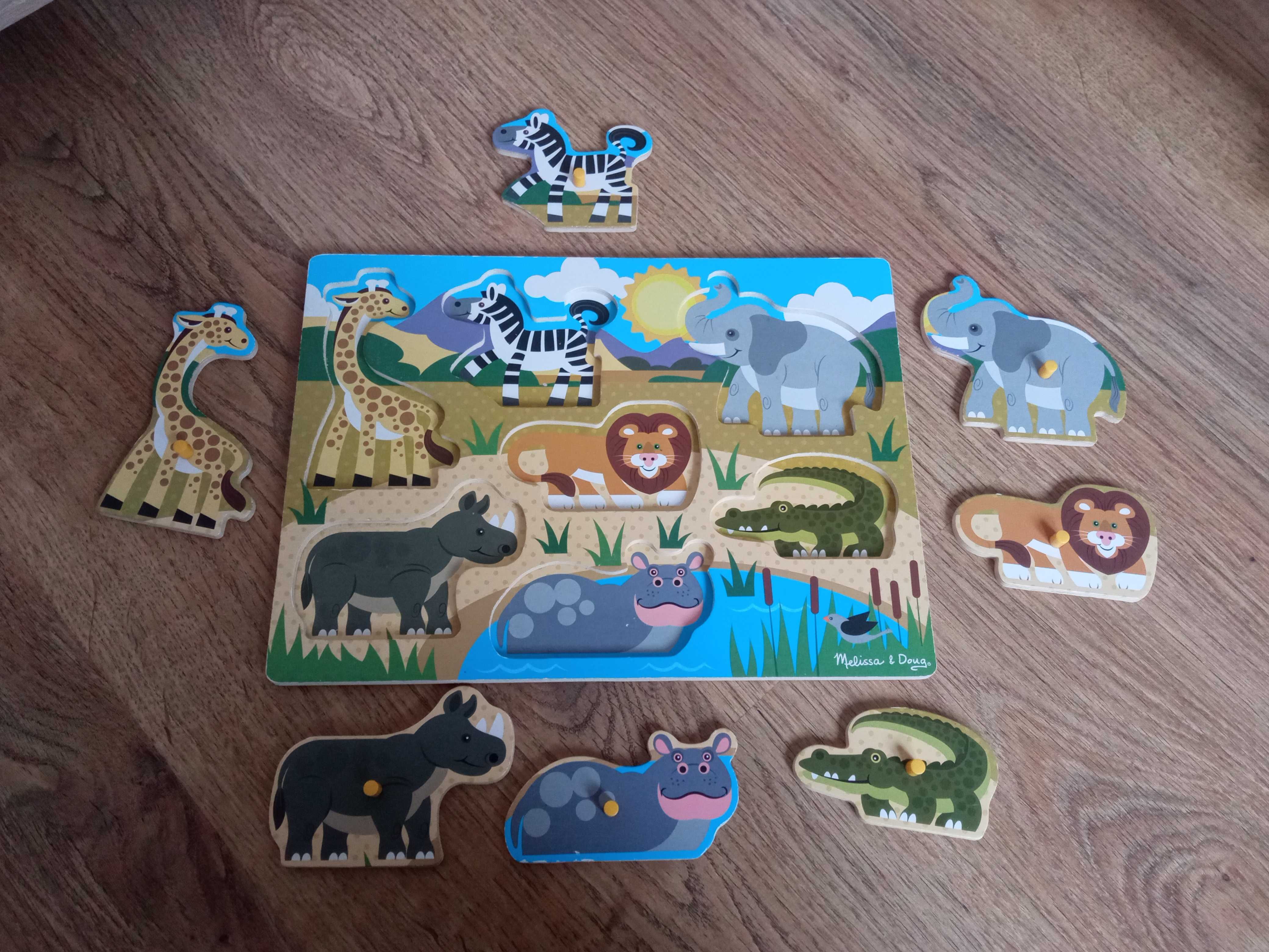 Puzzle Zwierzęta ZOO + Drewniane Puzzle układanka Zwierzęta Safari