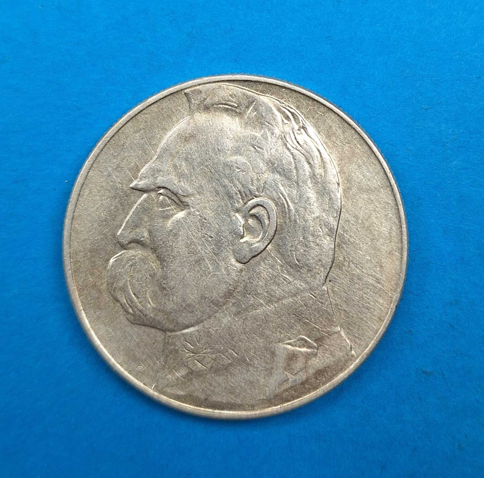 Polska 10zł rok 1937, Józef Piłsudski, dobry stan, srebro 0,750