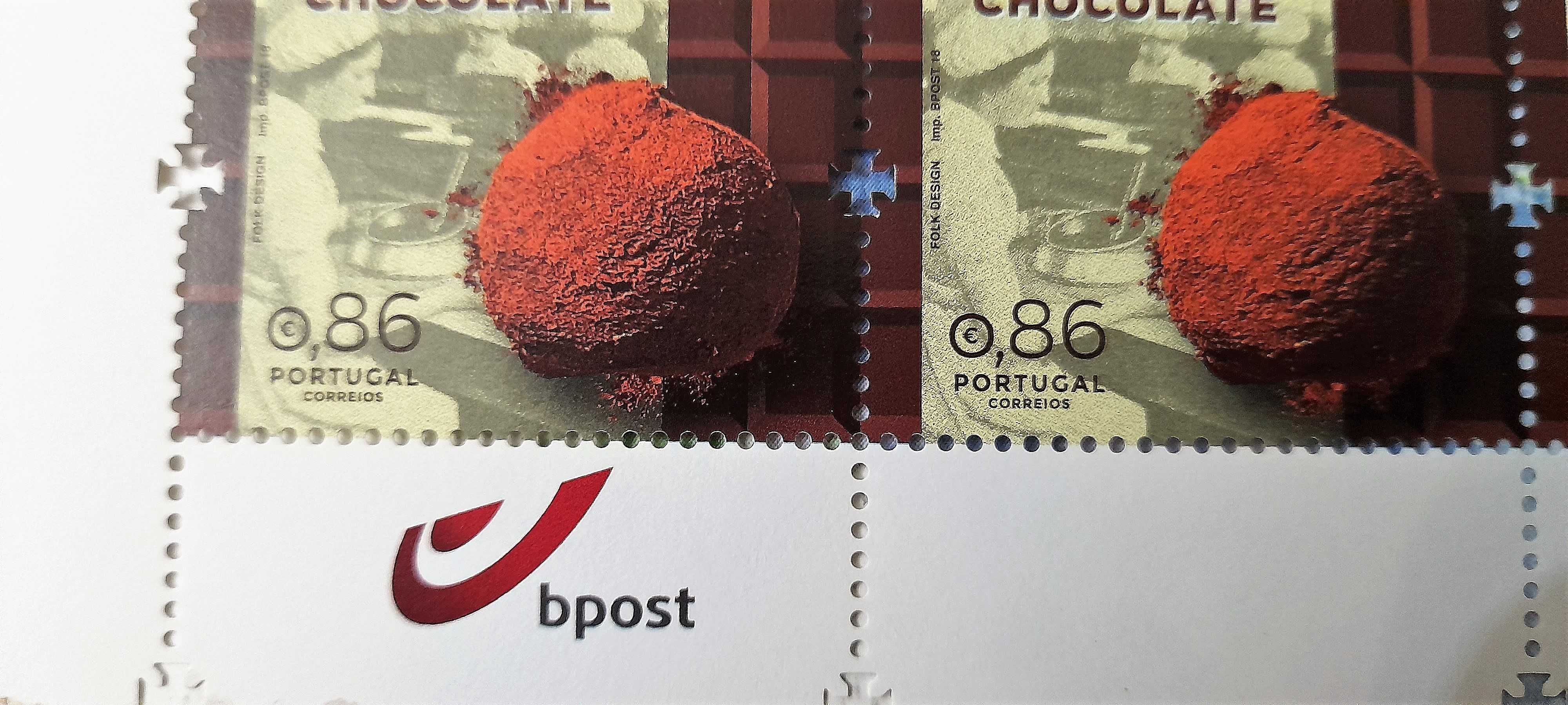 Selo 0,86€ "Chocolate" 2018 em circulação vendo por €0,75