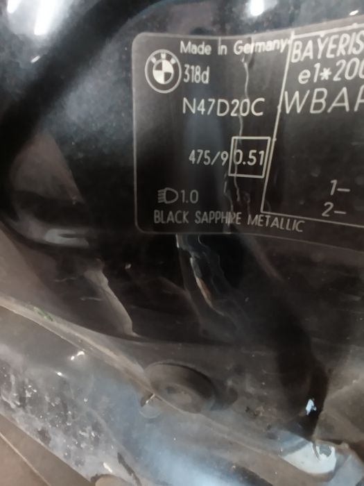 Drzwi BMW E90 E91 prawe prawy tył 475/9 Black sapphire sedan kom