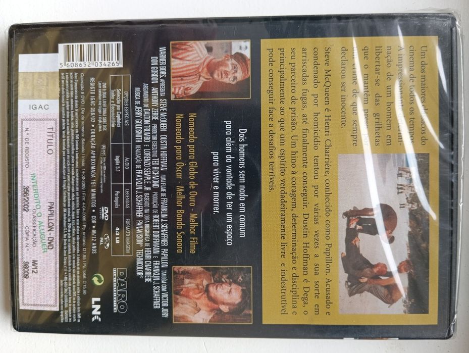 DVD Papillon ( novo plastificado)