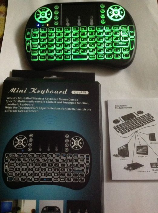 Беспроводная, карманная мини-клавиатура + тачпад (с подсветкой)