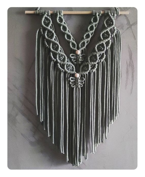 Makrama dekoracja ścienna w stylu Boho piękna szałwia