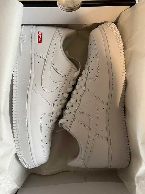 Wyprzedaż！！Nike Air Force 1 Low Supreme White EU 45