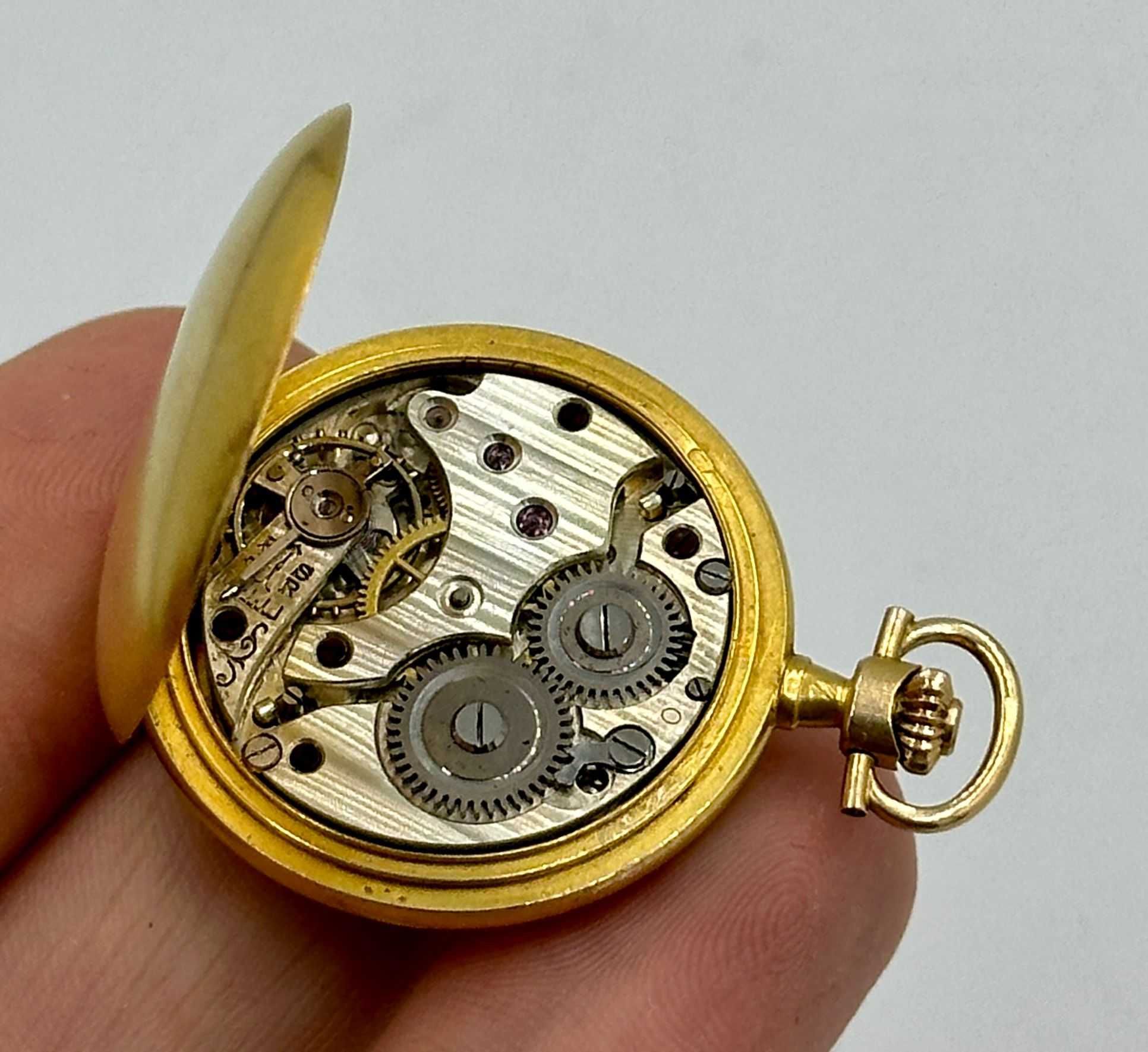 zegarek kieszonkowy złoty 18k 750 z diamentami *MEDALE 1900*