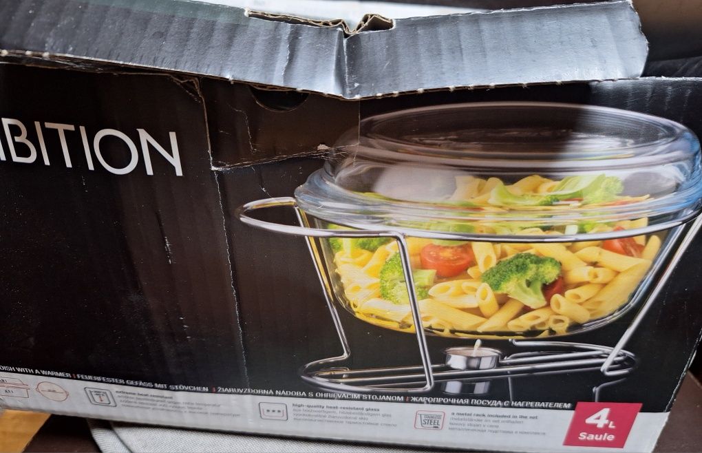 Ambition,naczynie żaroodporne z podgrzewaczem 4l,prezent, święta