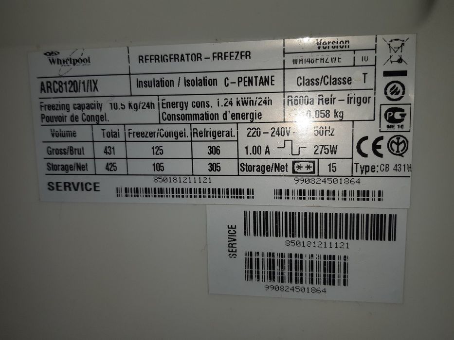 Продам холодильник  Whirlpool полный ноуфрост ( гарантией 6м.)