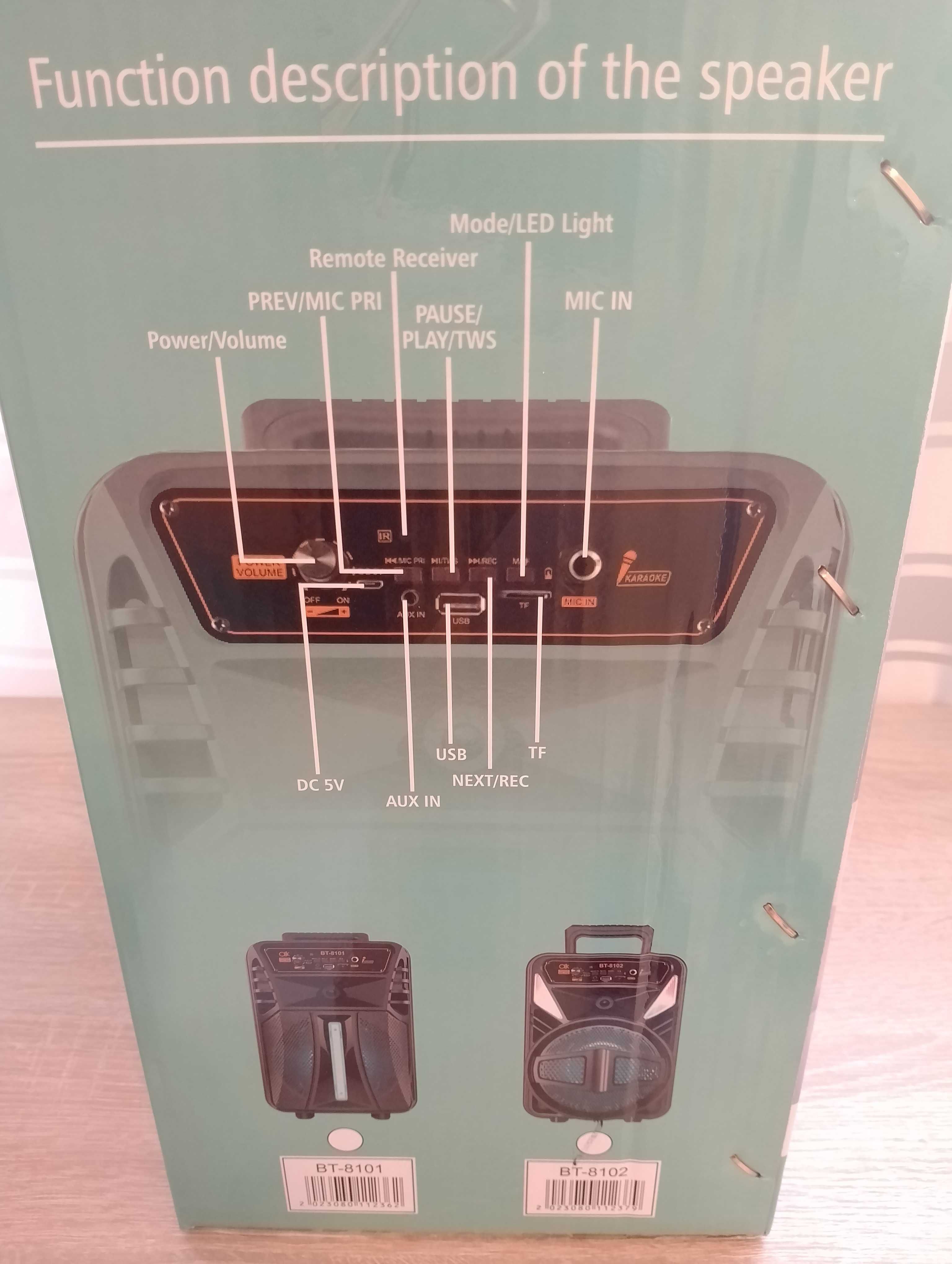 Głośnik bluetooth+ karaoke + pilot