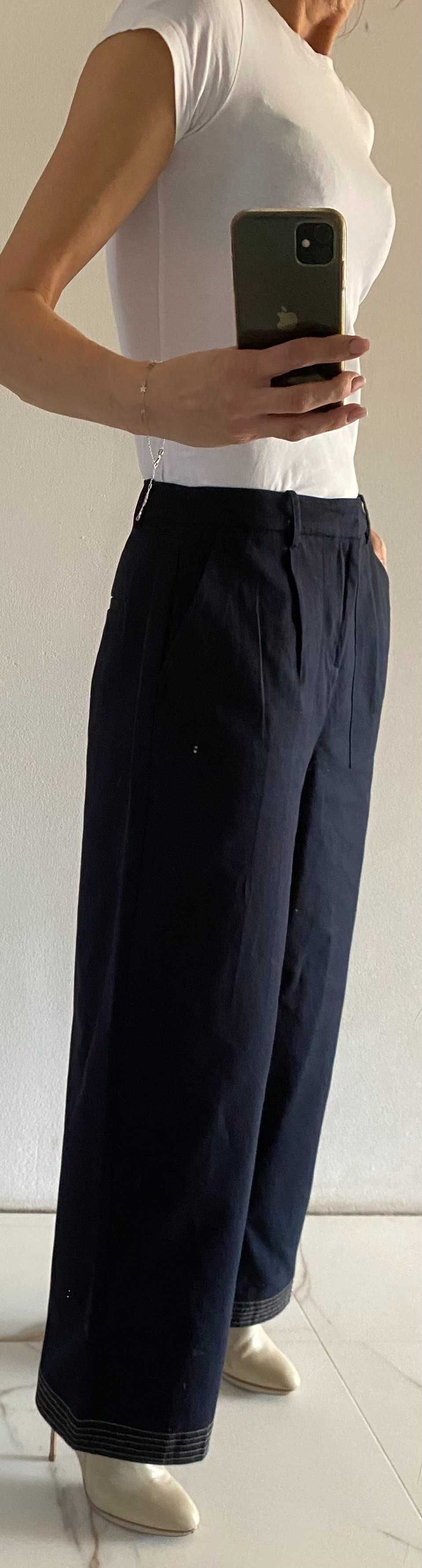 Zara Basic - granatowe super spodnie kuloty r. 28 M - NOWE bez papiero