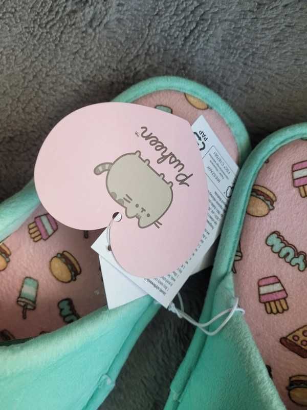 Kapcie Pusheen rozm. 38 miętowe yum z kotem koty kot nowe z metkami