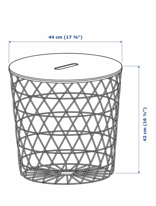 Cesto/Mesa de Cabeceira cinza