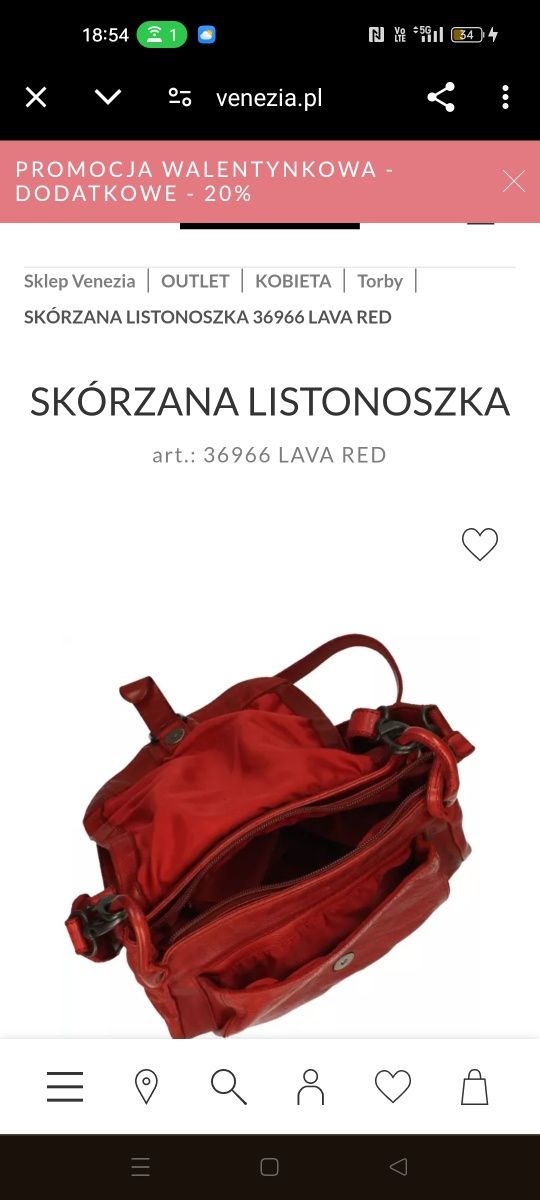 Venezia Skórzana torba listonoszka