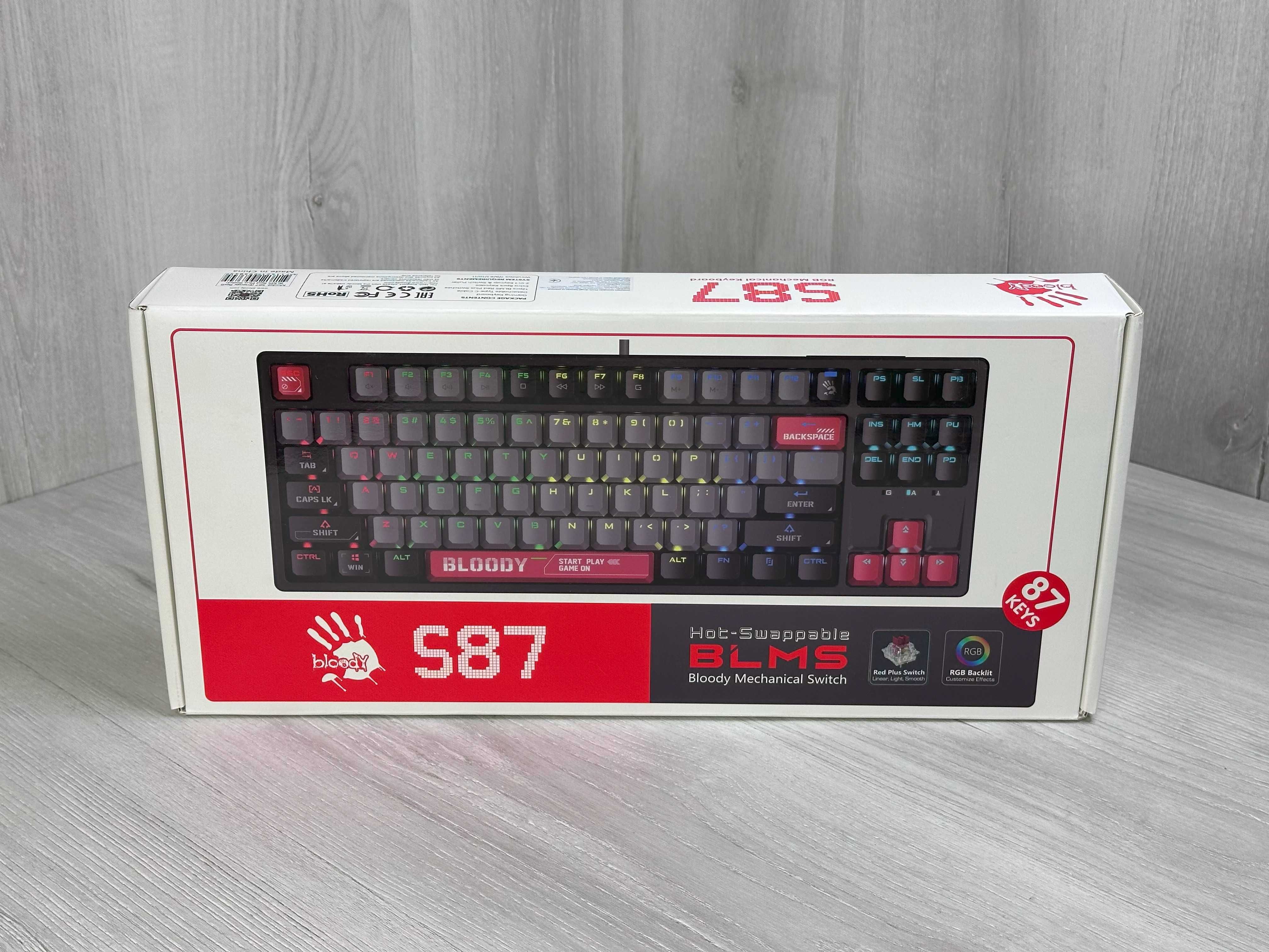 Нова клавіатура дротова A4Tech Bloody S87 Bloody BLMS USB Energy Red