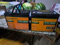 2x ECO-WORTHY LiFePO₄ 12.8V 100Ah — Par 24V (uma c/ Bluetooth)
