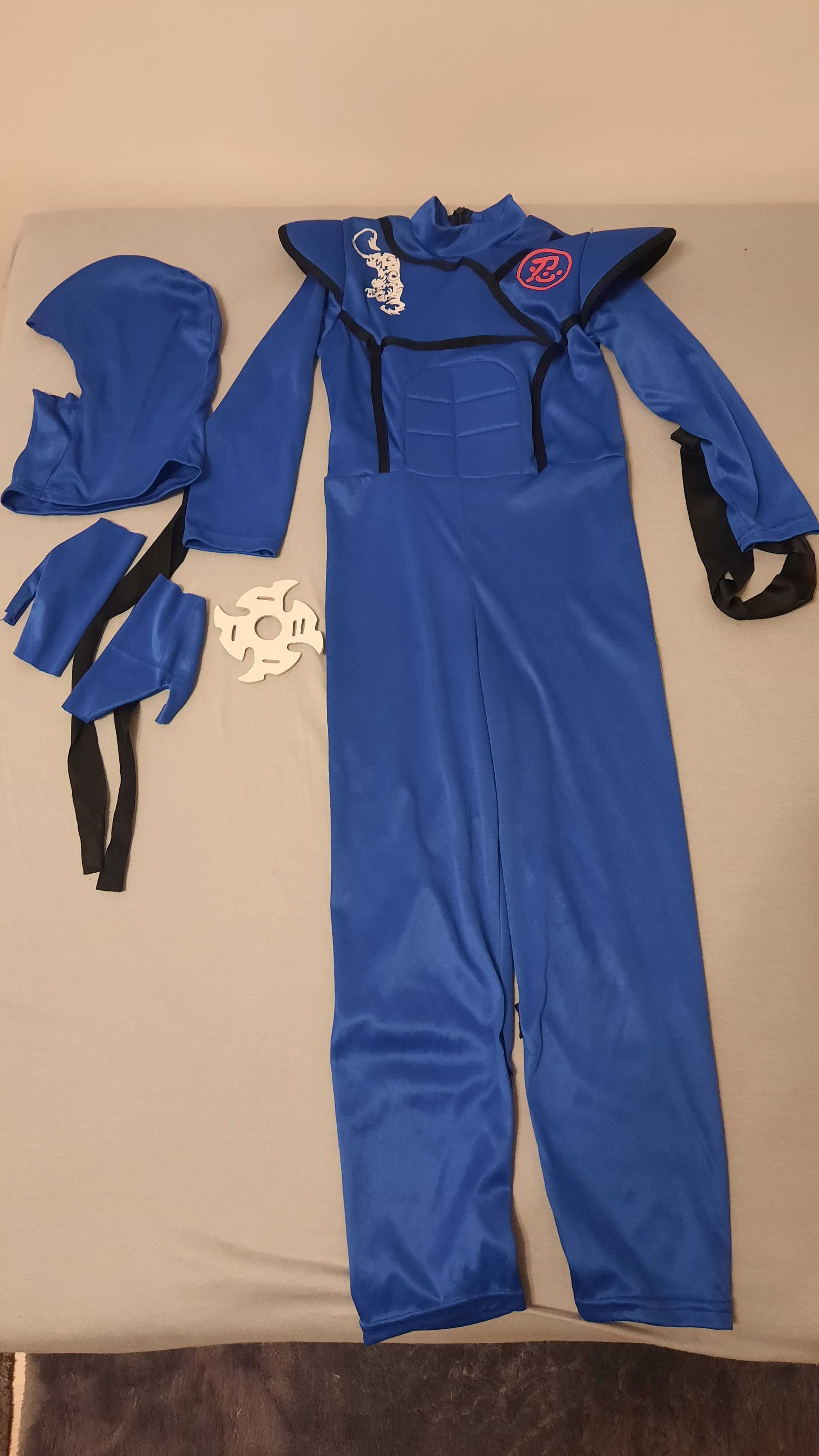 Kostium niebieski ninja strój karnawałowy 128