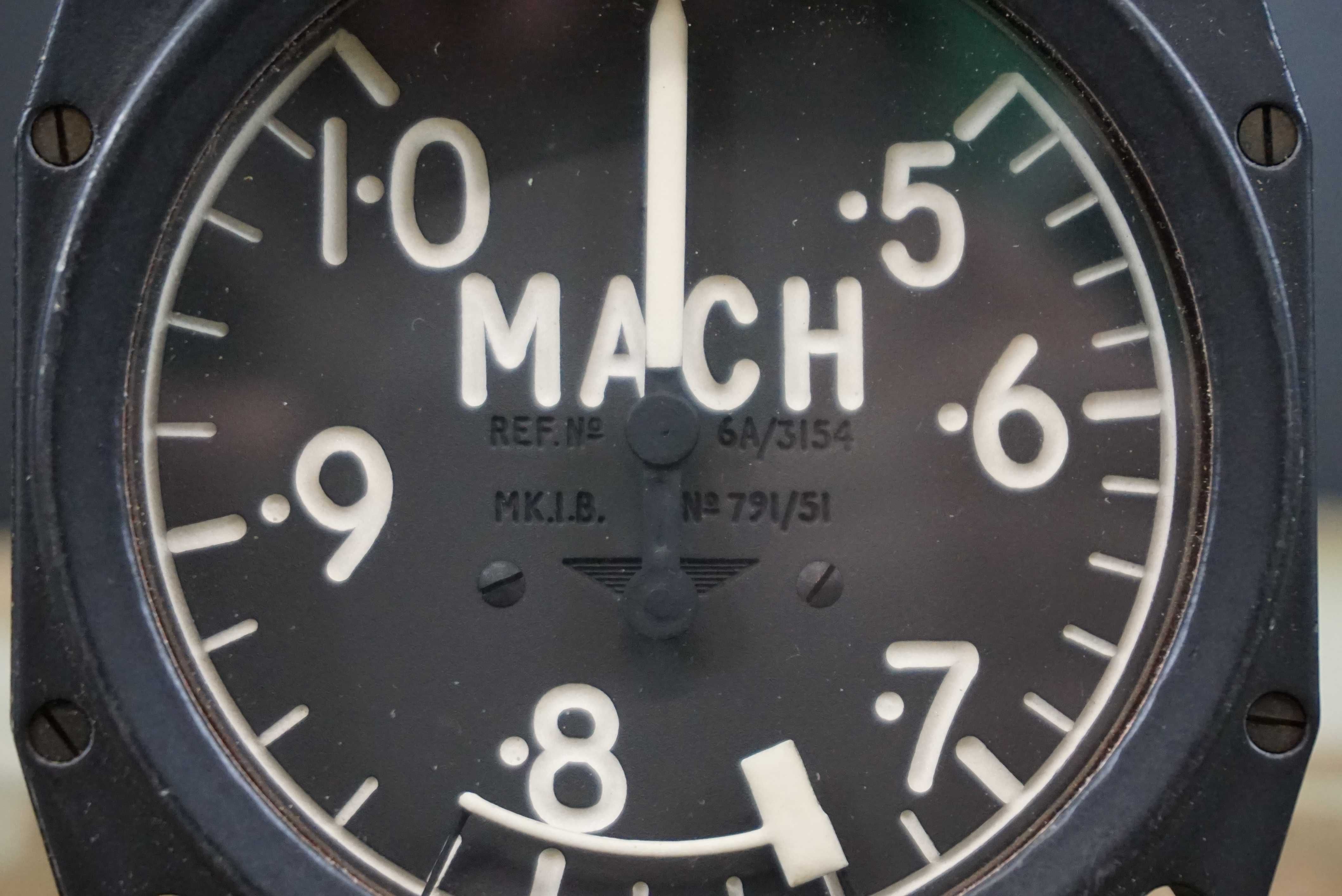 Machometr wskaźnik prędkości Macha zegar samolot RAF M.K.1.B.