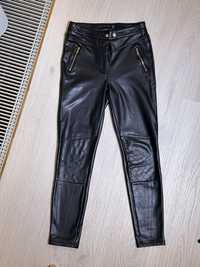 Spodnie skórzane czarne m 38 z eko skóry Amisu