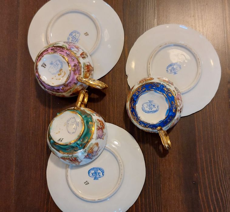 Conjunto de 3 chávenas de café JKW antigas