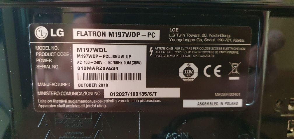 Telewizor - Monitor PC 19" LG