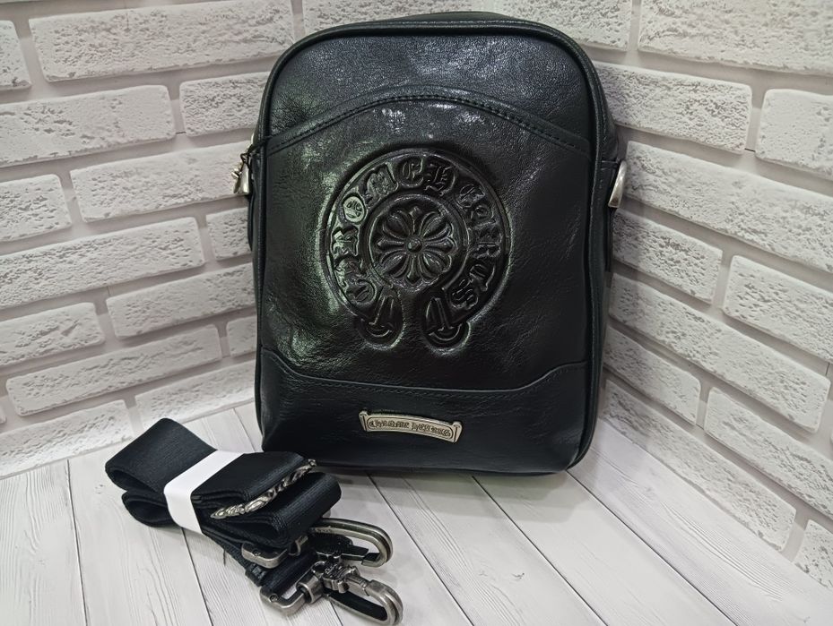 Шкіряна сумка месенджер Chrome Hearts сумка через плече