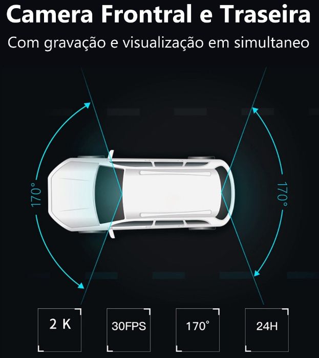 camera de carro dupla veiculo dash anti vandalismo wifi HD 1440p 2k