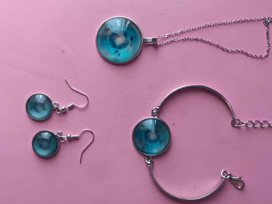 Conjunto bijutaria 4 peças Olho Azul