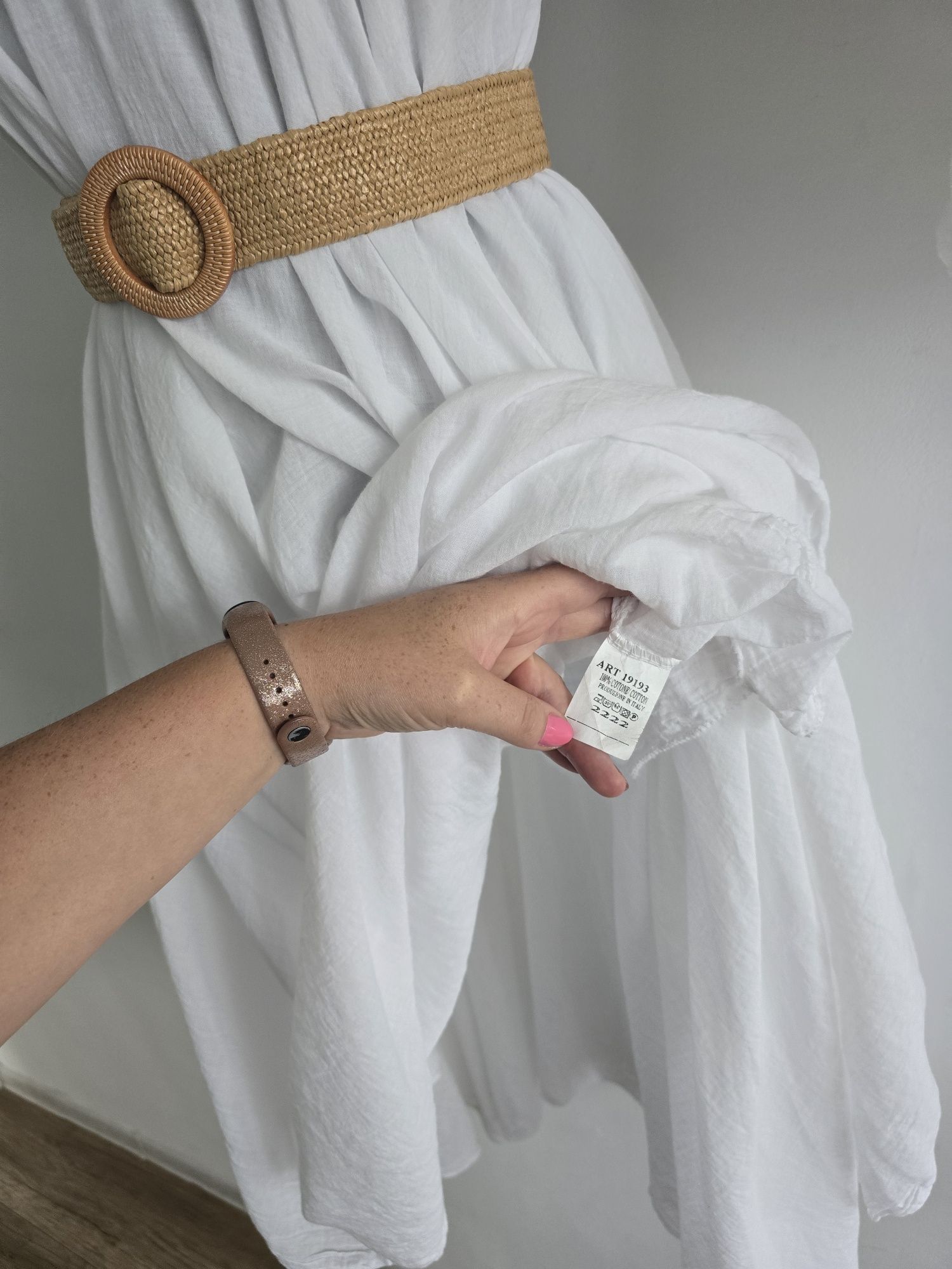 Przepiękna elegancka sukienka biała z narzutką 2 w 1 Bawełna 100% rozm